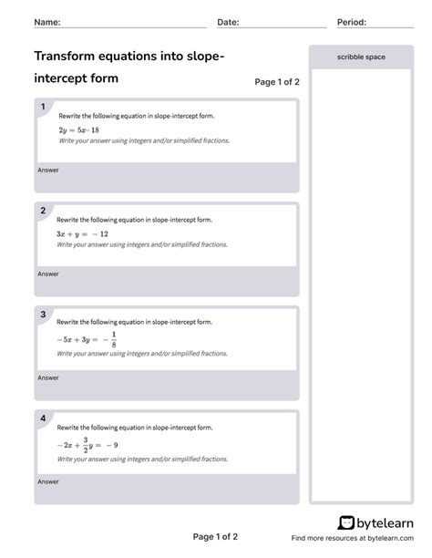 Graphing Using the Slope Intercept Equation 的图像结果