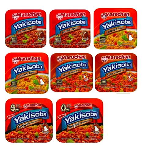 Yakisoba Instant Noodles, 4 Flavors, 4oz (8 Count), with Bonus Pot ...