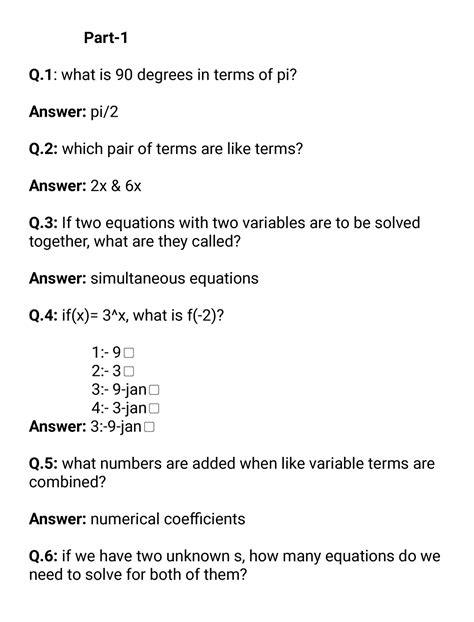 Maths QUIZ Questions(high School) - Part- Q: what is 90 degrees in ...