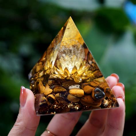 Orgonite Citrine Crystal Sphere With Tiger Eye Natural Stone Pyramid ...