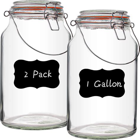 Amazon.com: Galssmagic 1 Gallon Glass Jar with Lids,2 Pack Large Glass ...