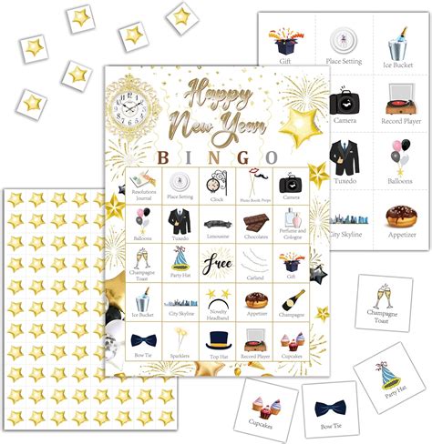 Amazon.com: cyazila New Years Bingo Cards, Bingo Game for Adults, New ...