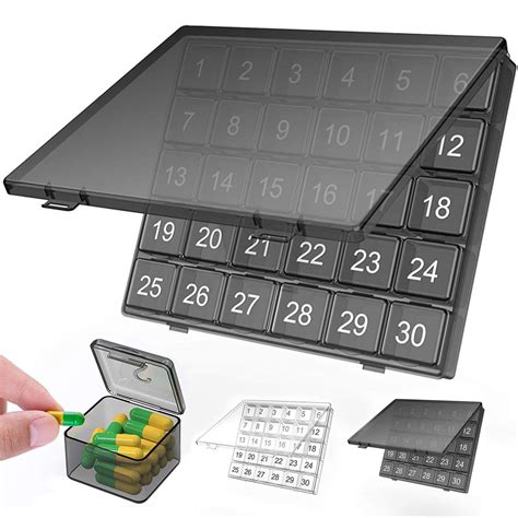 Monthly Pill Organizer 30 Days Pill Organizer Box Large Compartments ...