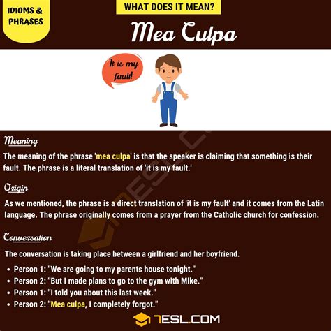 "Mea Culpa" Meaning, Origin and Examples • 7ESL