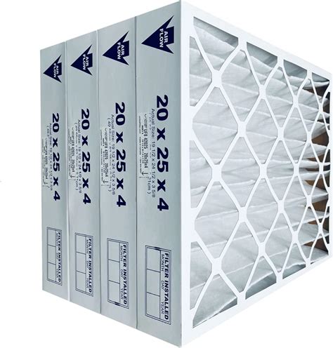 20x25x4 Pleated MERV 8 Furnace Filter, Case of 4 – (Actual Size: 19-1/2 ...
