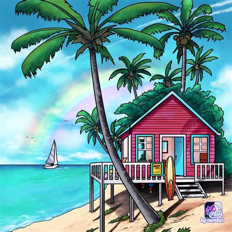 Beach house | Art du surf, Paysage magnifique dessin, Comment peindre