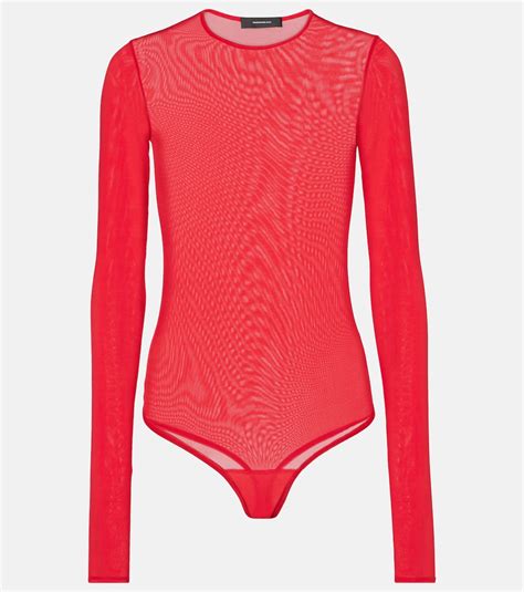 Sheer mesh bodysuit in red - Wardrobe NYC | Mytheresa