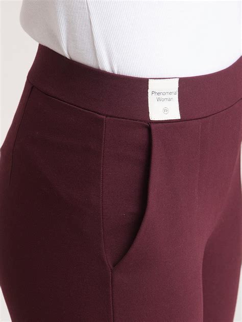 Buy Maroon LivIn Straight Formal Pants Online | FableStreet