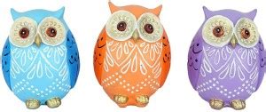 DEQUERA Owl Figurine 3 Pieces Animal Miniatures Mini Crafts Home Decor ...