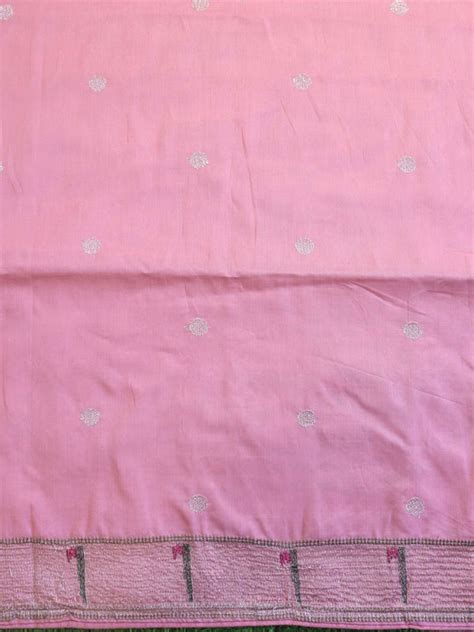 Banarasee Handwoven Crushed Tissue Saree With Zari Embroidery Border-L