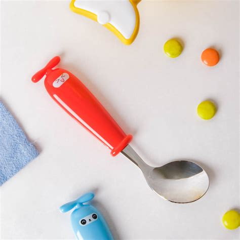 Stainless Steel Kids Feeding Spoon Red Online - Premium Baby Food Spoon ...