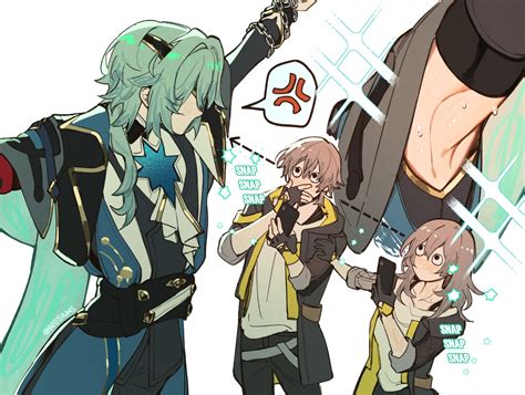 trailblazer, stelle, caelus, and anaxa (honkai and 1 more) drawn by moji00x00x | Danbooru