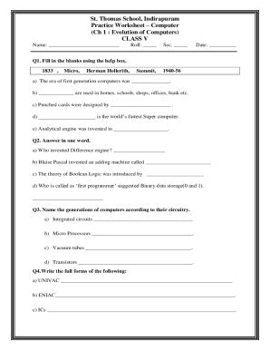 Image result for Evolution of Computer Class 5 Worksheet