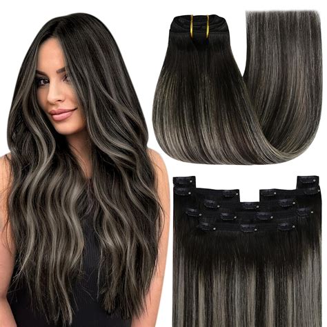 Amazon.com : YoungSee Clip in Hair Extensions Real Human Hair Ombre ...