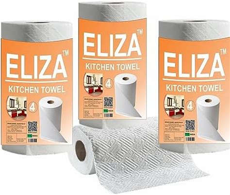 Eliza 4 Ply Premium Kitchen Towel Tissue Paper Roll (60 Pulls Per Roll ...