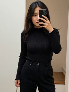 SASSAFRAS Casual Regular Sleeve Solid Women Black Top - Buy SASSAFRAS ...