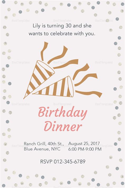 Birthday Dinner Invitation Design Template in PSD, Word, Publisher ...