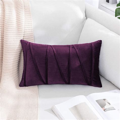 Buy Khooti Velvet Cushion Cover Pack of 1-12" x 20" / 30 x 51 cm - Wine ...