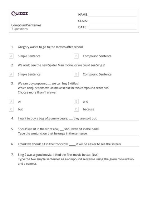 50+ Simple, Compound, and Complex Sentences worksheets for 2nd Class on ...