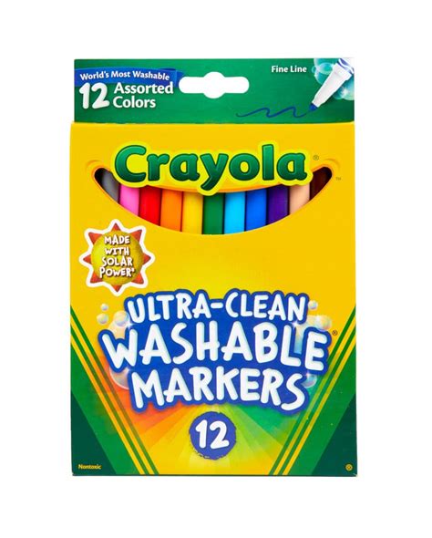 Crayola Ultra Clean Fine Line Markers 12ct Washable Markers Kids ...