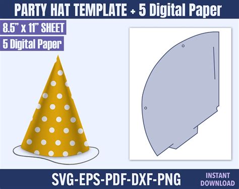 Party Hat Template, Party Hat Svg, Birthday Hat Template, Blank Hat ...