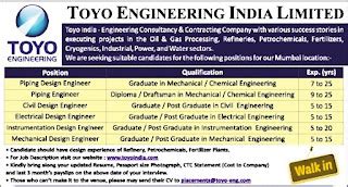 Diploma and Degree Graduates Experienced Engineers Requirement in Toyo ...