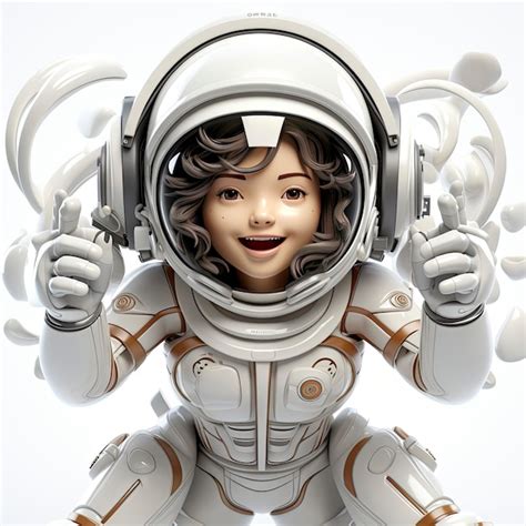 Childlike cartoonstyle astronaut isolated on a white background ...