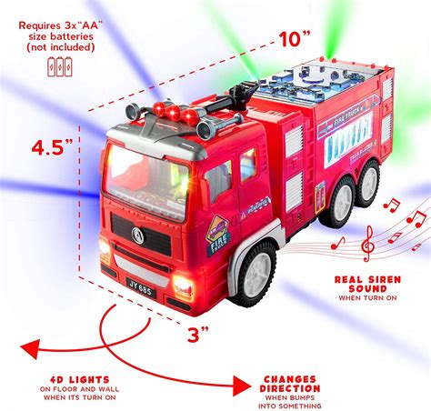 Buy Electric Fire Truck Kids Toy - with Bright Flashing 4D Lights ...