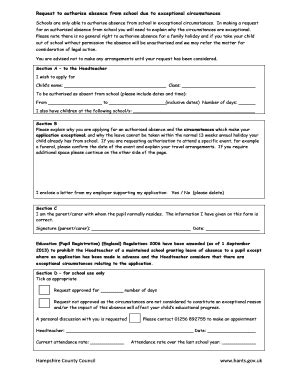 Fillable Online Absence Request Form Fax Email Print - pdfFiller