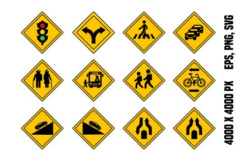 Yellow Diamond Shaped Road Signs Graphic by YuliDor · Creative Fabrica