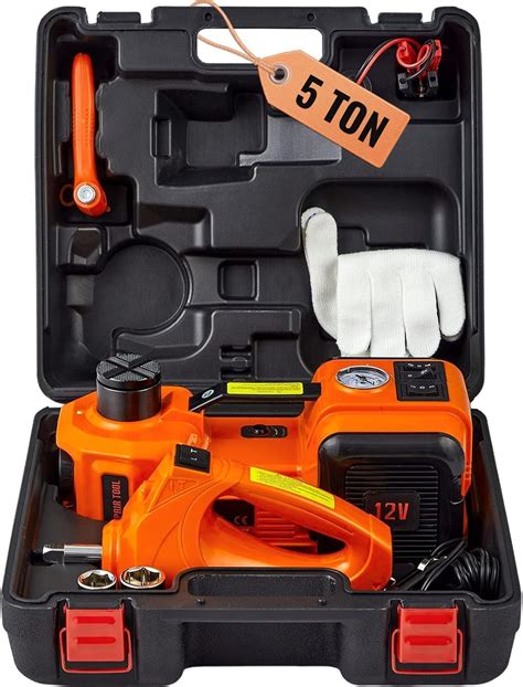 JANVITHA 12V Electric Floor Jack & Impact Wrench Kit | 5-Ton Hydraulic ...