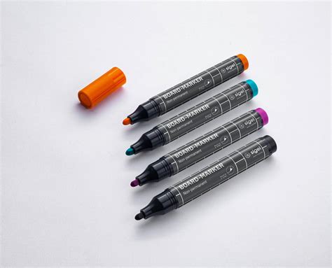 Board-Marker Rundspitze, schwarz/türkis/magenta/orange, 4 Stück | SIGEL