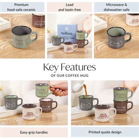 Quirky Quotes Stackable Coffee Mugs Set Of 4 170ml Online - Premium ...