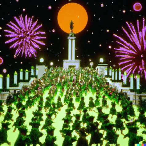 A high-quality still photo from a 1940s Technicolor musical spectacular ...