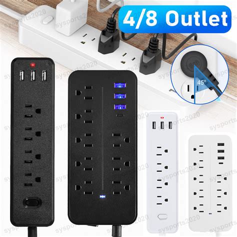 Power Strip Wall Mount Wall Mount Power Strip With USB Ports - 4 Or 8 ...