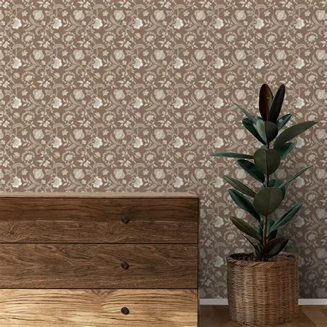 Blossom Design Wallpaper Roll in Brown Color | Life n Colors