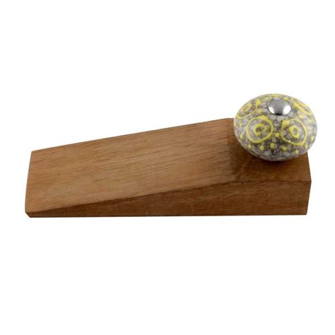 Mixed Circular Crackle Ceramic Wooden Door Stopper