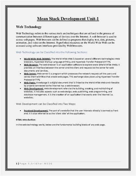MEAN Stack Development UNIT-1 - Mean Stack Development Unit- 1 Web ...