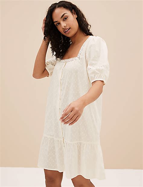 Buy Pure Cotton Lace Square Neck Dress at Marks & Spencer