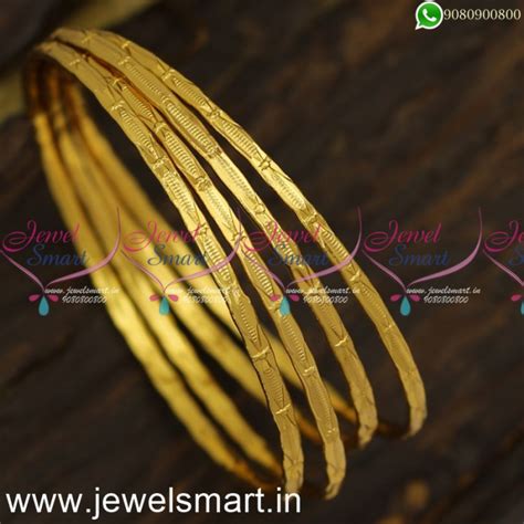 Thin Set of 4 Comfy Gold Kangan Design New Valayal Models Shop Online ...