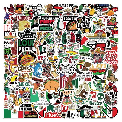 100Pcs Mexican Stickers Pack| Aesthetic PVC Vinyl Waterproof Mexico ...