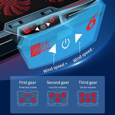 COOLCOLD Touch Control Laptop Cooling Base with 6 Fans Notebook Cooler ...