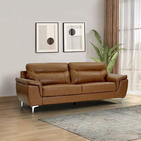 Royaloak Miami American Leatherette 3 Seater Sofa| Tan Color Sofa ...