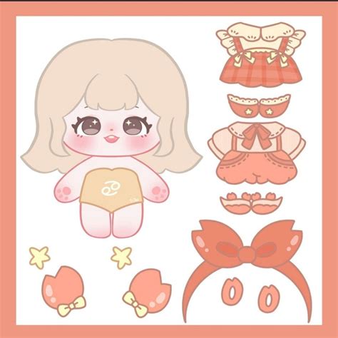 Cute Paper Doll with Various Outfits and Accessories