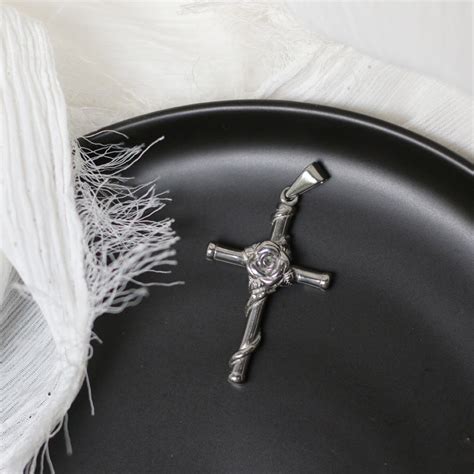 Just Lil Things Artificial Rose Cross Charms JLTCH0025