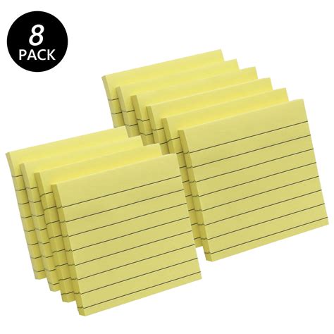 Tripumer 8 Pack Yellow Lined Sticky Notes Ruled Self Sticky Note 3 x 3 ...