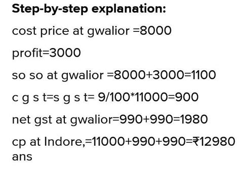 A product is sold from Kota to Gwalior for Rs. 8000 and then from ...