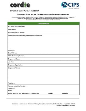 Fillable Online Booking Form for modules on the CIPS Graduate Diploma ...