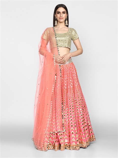 Pink Printed Chanderi Lehenga Set – abhinavmishra