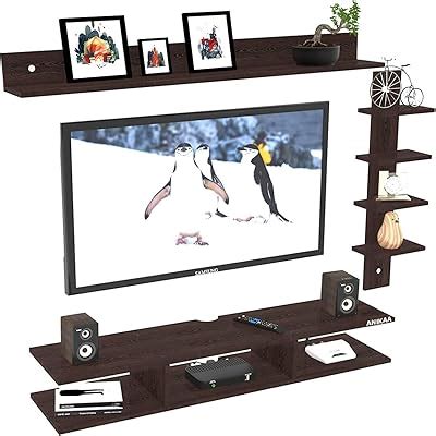 BLUEWUD Primax Engineered Wood Tv Entertainment Wall Unit Wenge ...